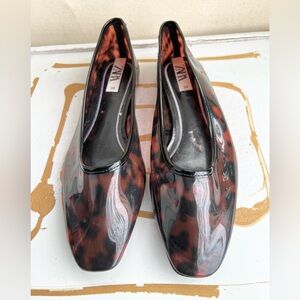 🔥SALE🔥Zara Women's Black and Brown Leopard Print Clear Loafers Size 38 (US 7.5)